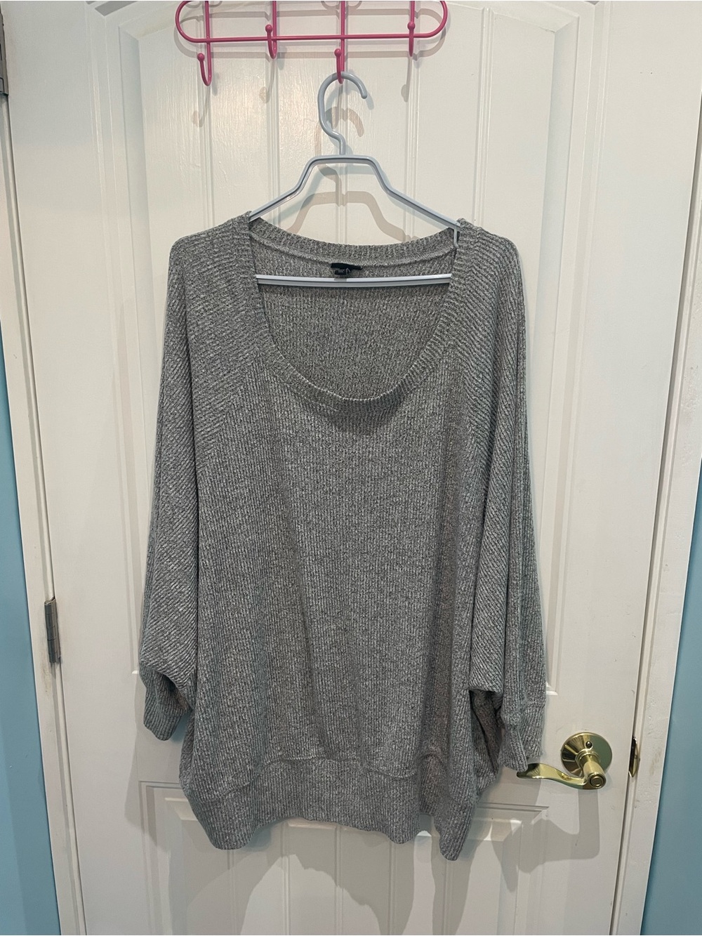 torrid Gray Scoop Neck Ribbed Knit Sweater